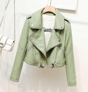 Women's Short Black Leather Jacket 