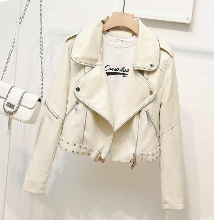 Women's Short Black Leather Jacket 