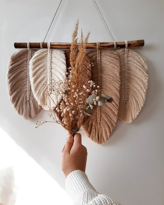 INZ Boho Macrame Woven Leaf Tassels Decor. 