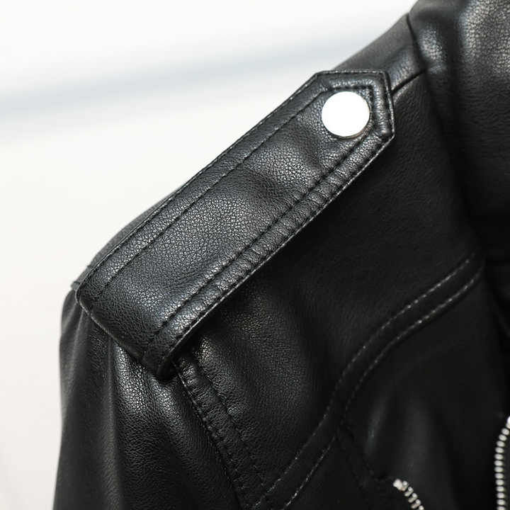 Women's Short Black Leather Jacket 