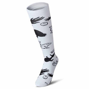 with Anti-Slip Feature and Animal Pattern Breathable Knee Length Compression Stockings for Nurses in Winter 