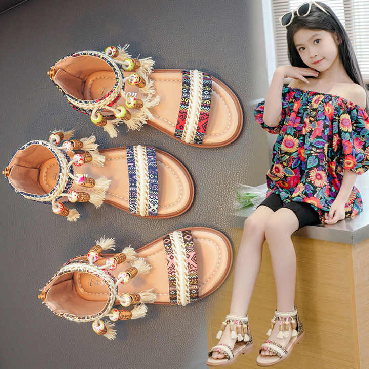 حذاء صيفي للفتيات بتصاميم صينية من الموضة-صنادل للأطفال Summer shoes for girls with Chinese designs, fashion - children's sandals