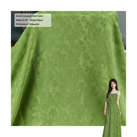 Women's Fabrics for Dress Stretch Satin Jacquard Woven Fabric 