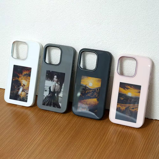 NFC  جديد 4 ألوان شاشة حبر E ذكي غطاء كمبيوتر لهاتف iPhone NFC 13 14 15 Pro Max - NFC New 4 Colors E Ink Screen Smart PC Case for iPhone NFC 13 14 15 Pro MaX