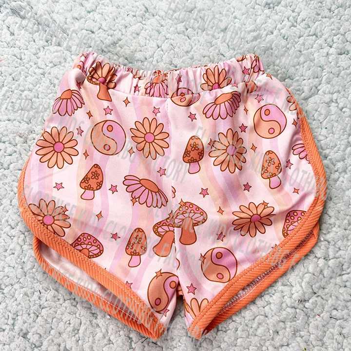 أطقم ملابس بناتي طفلة صيفي رسمية  DH ODM Cute Bamboo Mushroom Print Summer