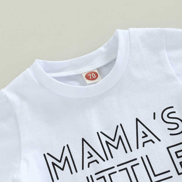 White Letter Short Sleeve Design - Summer Clothing Set 