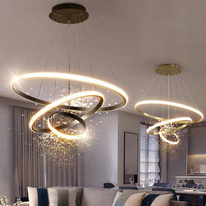 ديكور فاخر دائري متدلي لغرفة المعيشة 3 حلقات . Luxury Decor Round Pendant Light for Living Room 3
