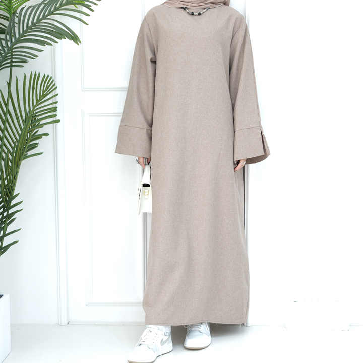 Modest Abaya Simple Linen Closed Abaya Muslim Dress 