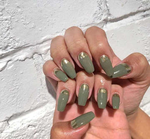 أظافر صناعية قصيرة بلون ماتشا الأخضر، 24 قطعة - Nails