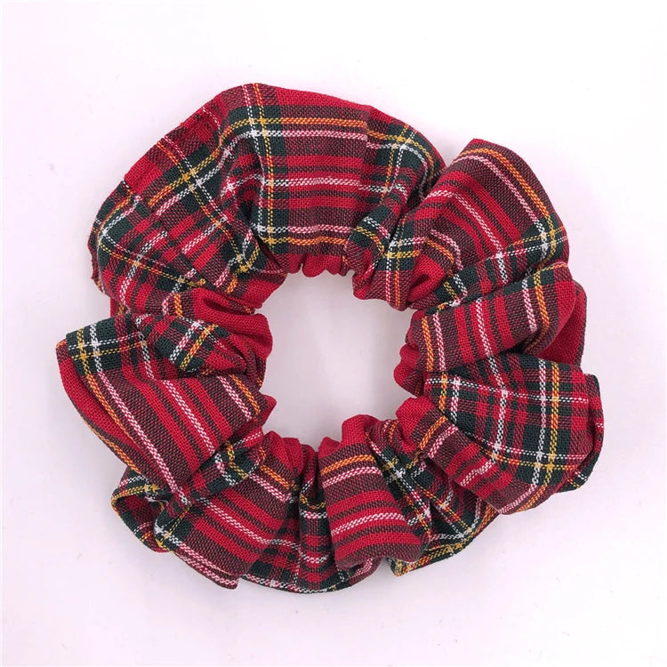 Checked Hair Scrunchie Bands for Girls