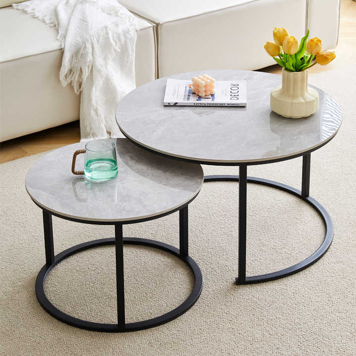 Italian Nordic Luxury Modern Gold-Coffee Table Set 