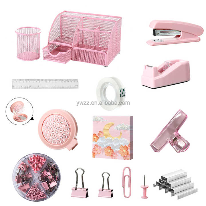 Purple Pink Green Metal Desk-Accessory Set 
