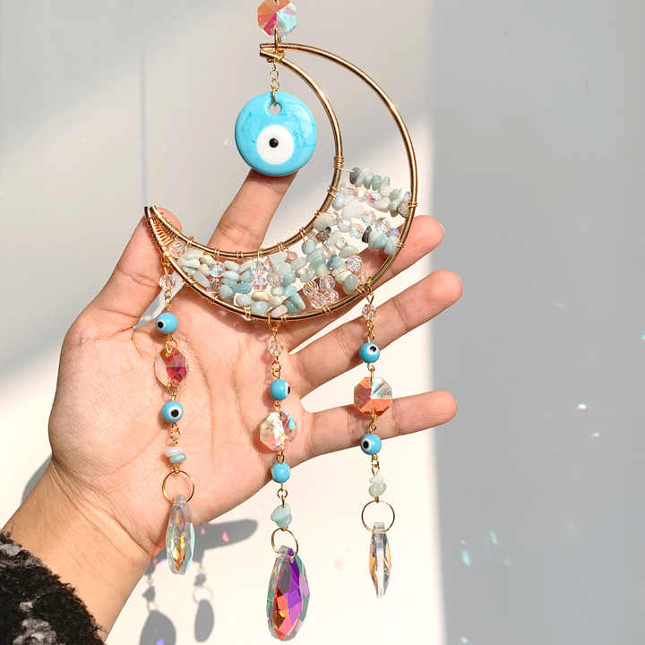صيد شمس عالي الجودة من الكريستال الطبيعي . High Quality Natural Crystal Sun Catch Moon Catch