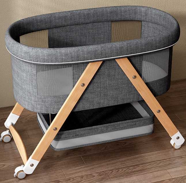 Modern Design Baby Crib Foldable Wood 