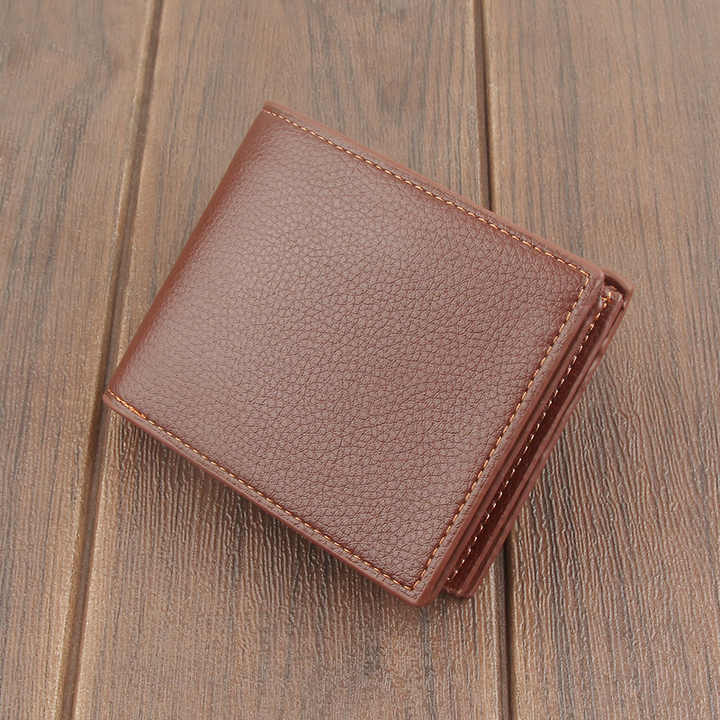 Wholesale Stylish PU Leather Wallet Men Simple Casual Short Small Wallet Clutch Male Purse 