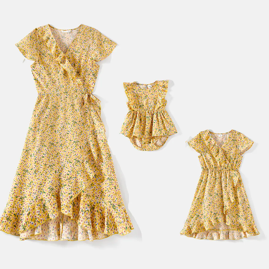 Customizable Mother and Daughter Dress Spring Summer Mother and Child Printed Dress Set 