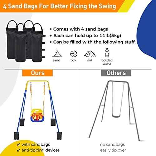 Toddler Swing Set Easy Assembly - FUNLIO 2 1 Heavy Duty Indoor/Outdoor Kids Swing Set 