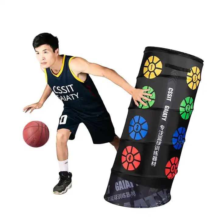 Pop-up basketball defender. 