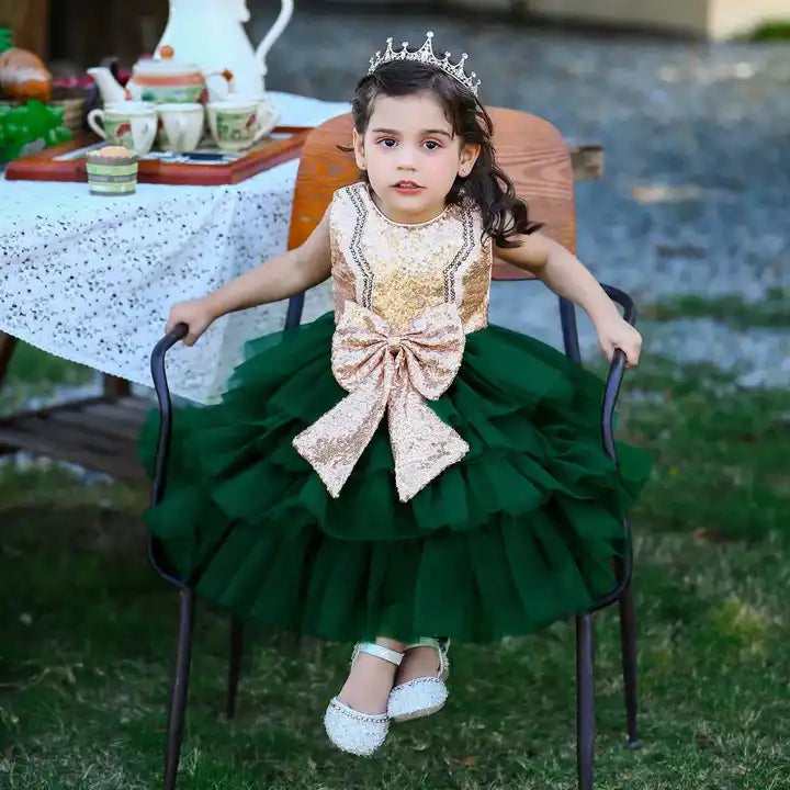 Girls' sequined fluffy dress 