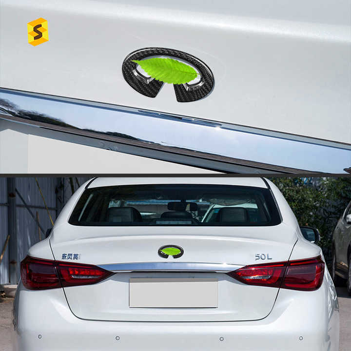 Carbon Fiber Exterior Accessories Carbon Fiber Car Rear Trunk Emblem Decoration Kit For Infiniti Q50 