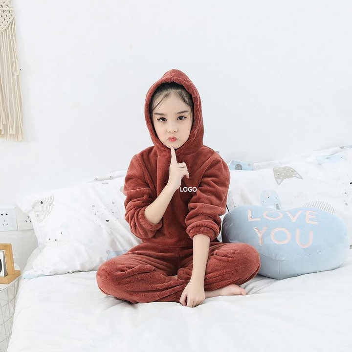 Children's long-sleeved velvet pajamas 