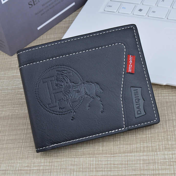 Classic Men's Leather Wallet with Short Zipper 