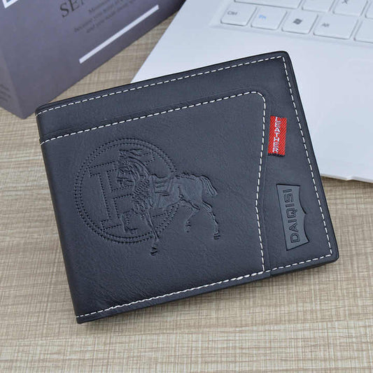 Classic Men's Leather Wallet with Short Zipper 