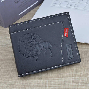 Classic Men's Leather Wallet with Short Zipper 
