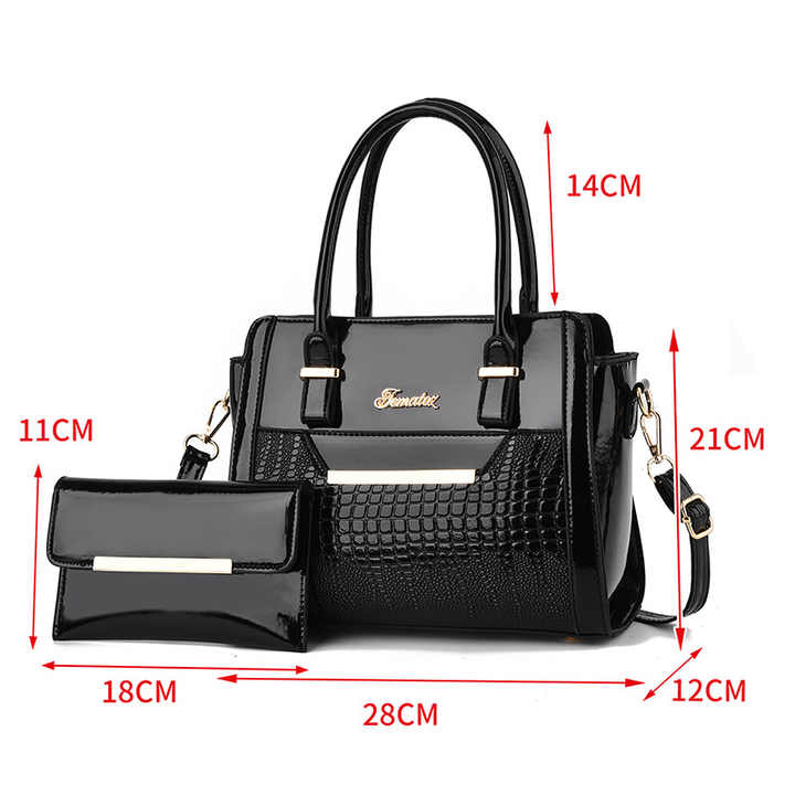 Luxury Women's PU Leather Handbag 2-Piece Set