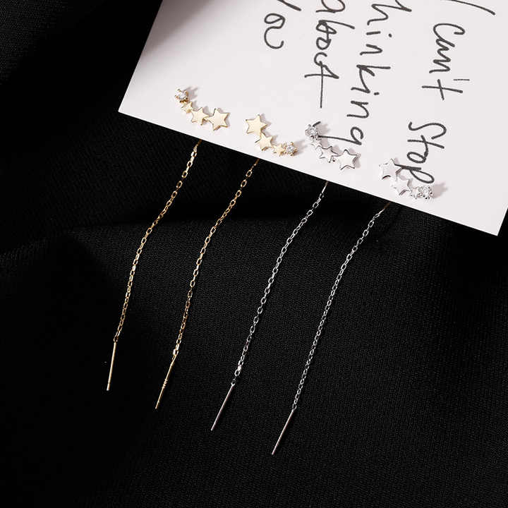 Children's accessories, new elegant silver earrings 