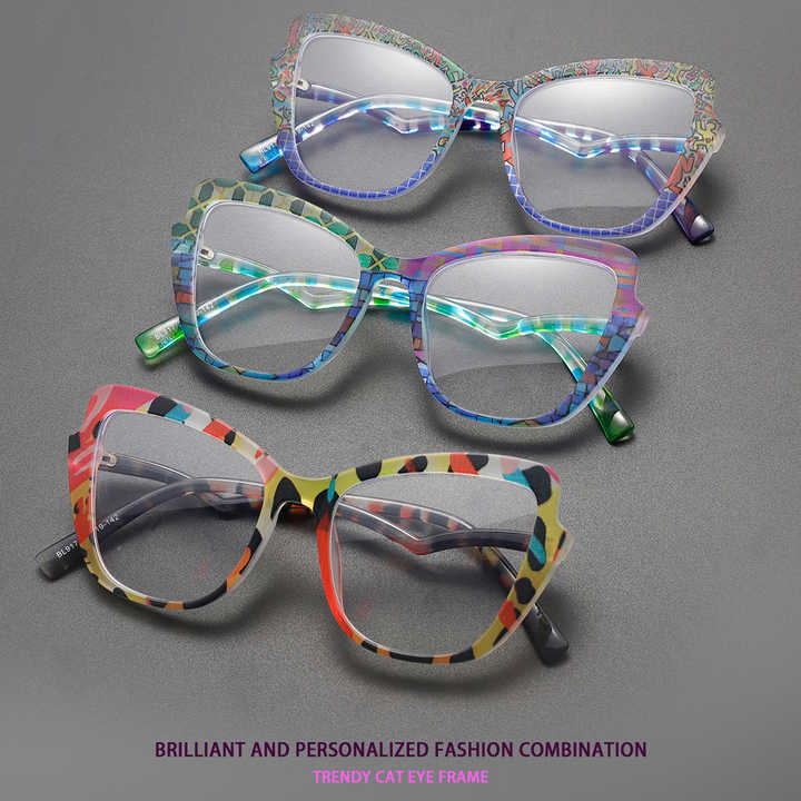 New Fashion Retro Black Cat Eye Women Glasses Brand Design Anti Blue Light Eyeglasses Frames 