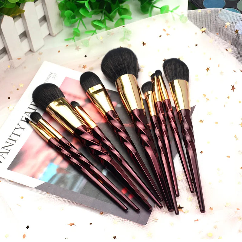 Makeup Brush Set 10 Pieces Vegan Full Function Face Cheek Eyes Lips Beauty Tools Kit 