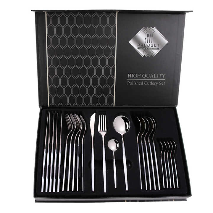 Wedding 24 Pcs Gold Flatware Sets 