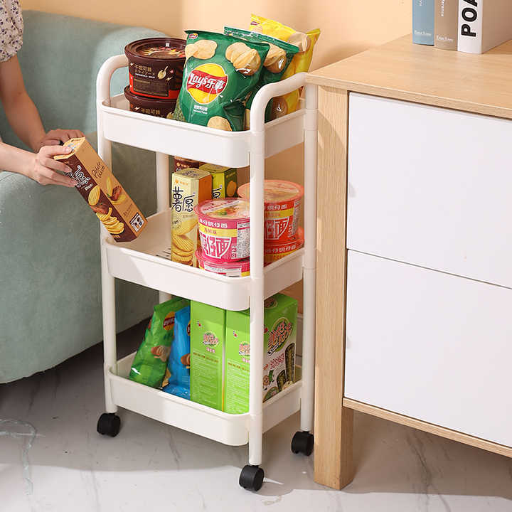 Vegetable storage rack, household supplies, vegetable storage rack, plastic rack with wheels 