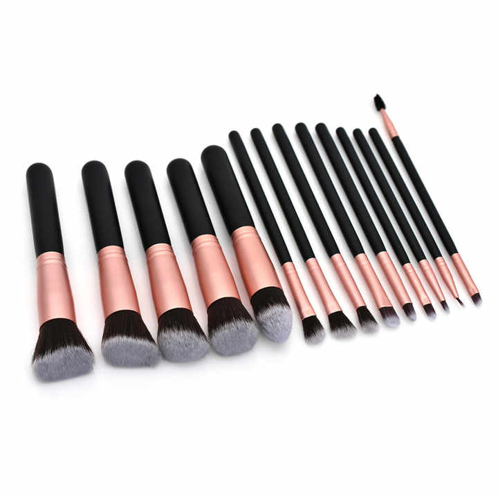 Makeup Brush Full Set High Qualityمجموعة كاملة من 14 فرشاة مكياج نباتية احترافية
