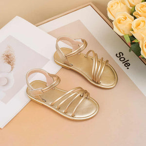 صنادل ذهبية للأطفال للفتيات على الطراز الروماني صندل للفتيات بنعل ناعم وجيد التهوية Girls Roman Style Gold Sandals Girls Sandals with Soft and Breathable Sole