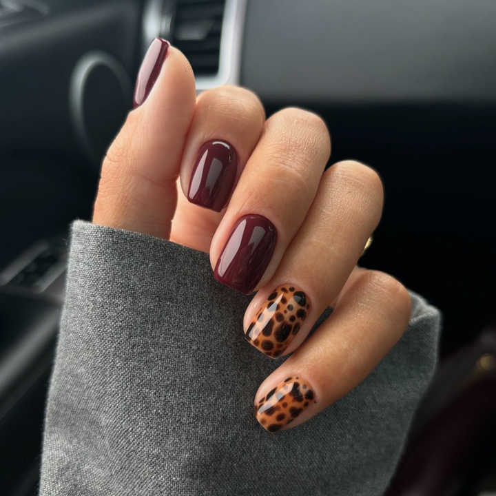 French Leopard Nail Art 