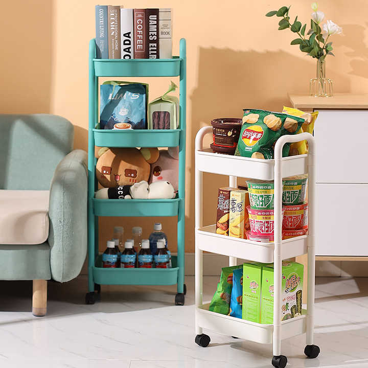 Vegetable storage rack, household supplies, vegetable storage rack, plastic rack with wheels 