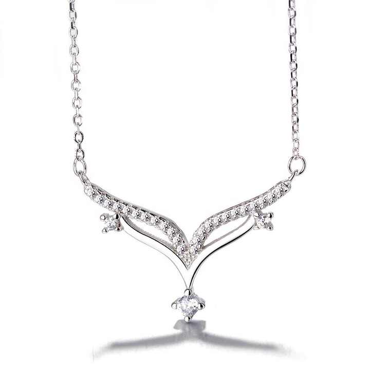 Hot Sale Pure 925 Sterling Silver Jewelry Zircon Stone Bow Pendant 