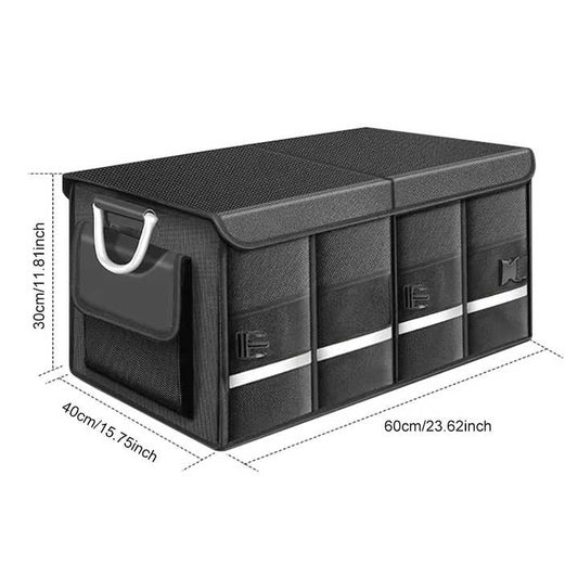 Functional Black Large Capacity Car Trunk Organizer - Multi-layer Foldable Fabric 