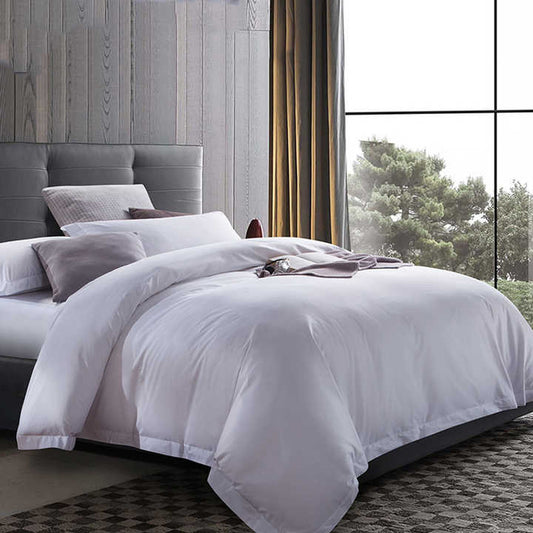White Satin Hotel Bed Sheet Sets 200T 250T 300T 600T, 