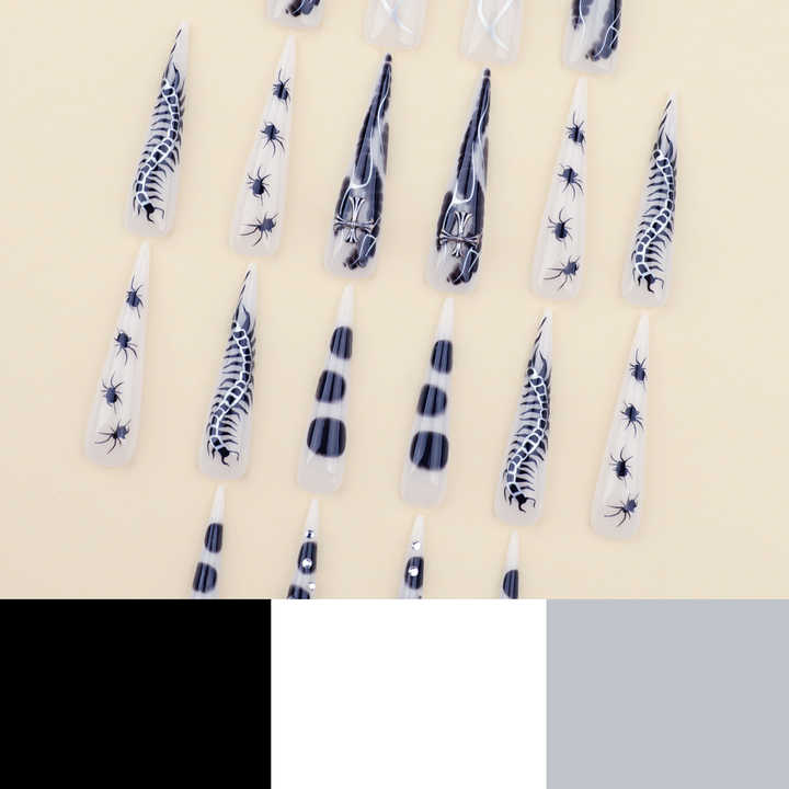 Pcs Spicy Girl Silver Flame Long Pointed Nails 