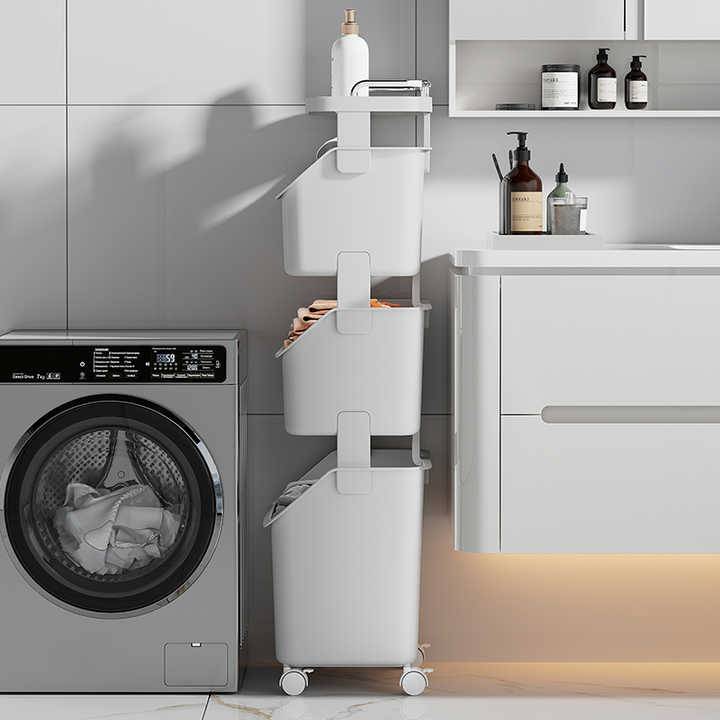 Rmier Large Capacity Plastic Handle Wheels Multi-layer Detachable Multi-layer Removable Home Storage Basket