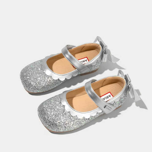 Ariaca Mary Jane Flat Shoes Shiny Princess Dress Shoes with Bow Casual Elegant Girls Summer Autumn