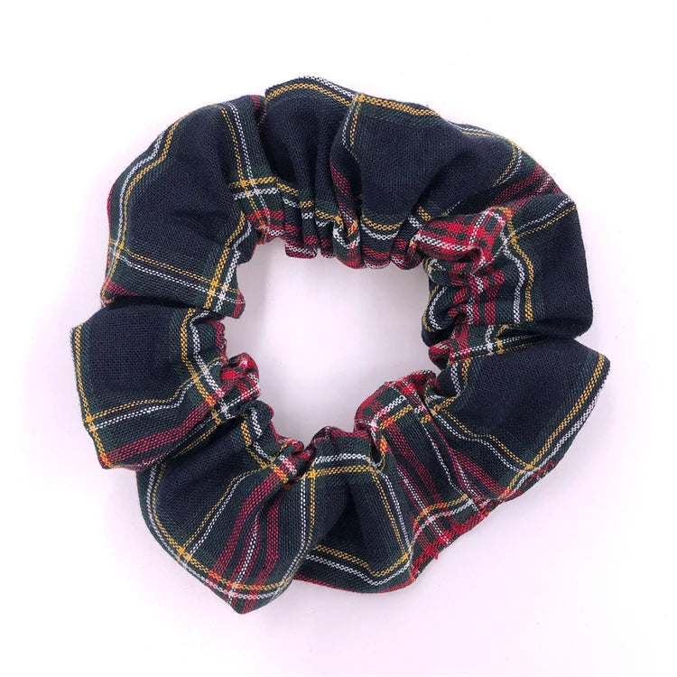 Checked Hair Scrunchie Bands for Girls