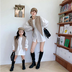 Family Matching Autumn Clothes, Family Matching Autumn Clothes for Baby Girls Korean Style Formal Blouse 