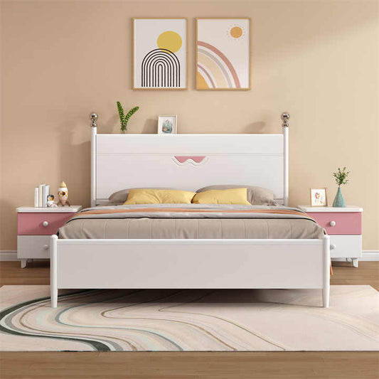 wooden double bed