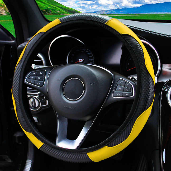 إكسسوارات سيارة مريحة ومقاومة للاهتراء من جلد الكربون بدون حلقة داخلية غطاء مناسب Comfortable and wear-resistant car accessories carbon leather without inner ring suitable cover