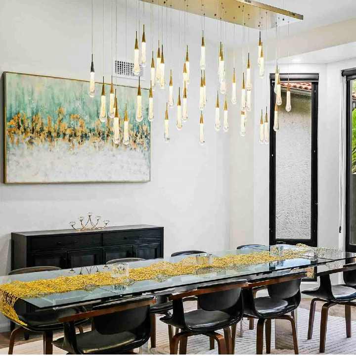 Modern rectangular glass chandelier 