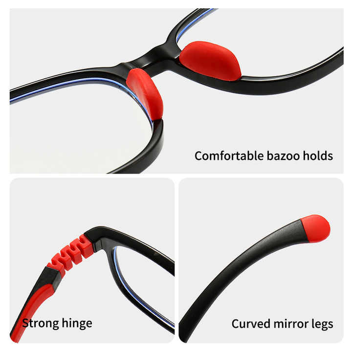 نظارات اطفال بصرية ومرنة تضاد الضوء الازرق الاسود مع حماية